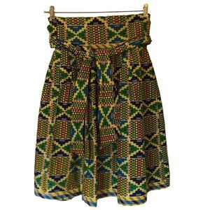 Kayra Imports multi-color kente print skirt sz M